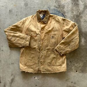 Vintage 70s Carhartt Blanket Lined Chore Coat Size 42 DISTRESSED